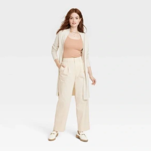 Women's High-Rise Pleat Front Straight Chino Pants - A New Day. Size 6. NWOT. - Picture 3 of 7